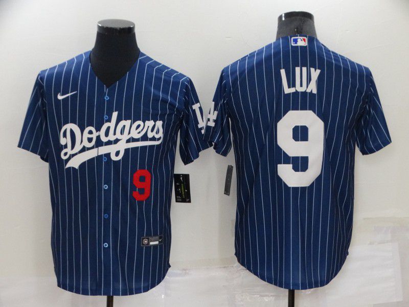 Men Los Angeles Dodgers #9 Lux Blue Stripe Throwback Nike 2022 MLB Jerseys->los angeles dodgers->MLB Jersey